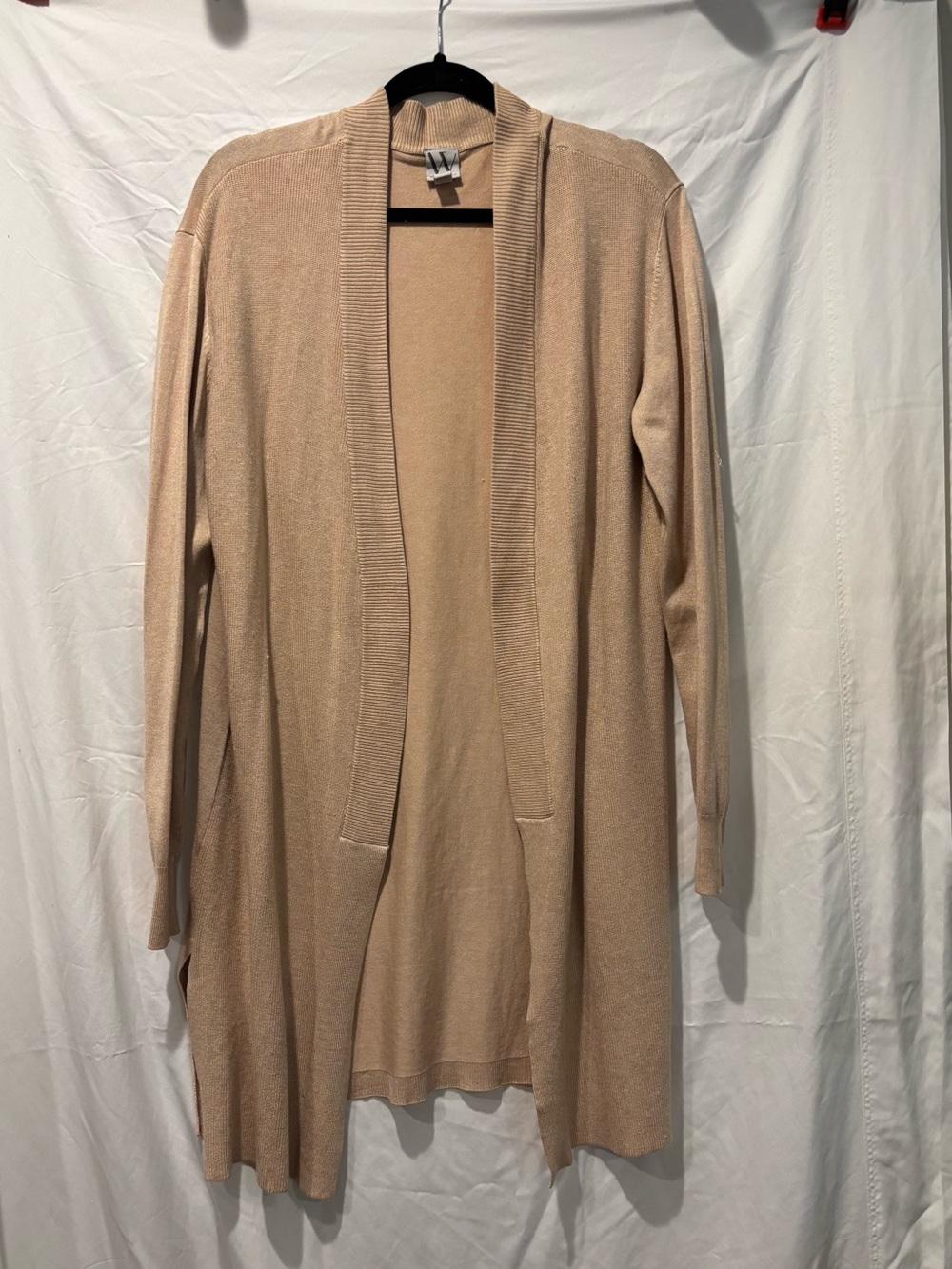 Worthington Beige Tan Open-Front Long Cardigan